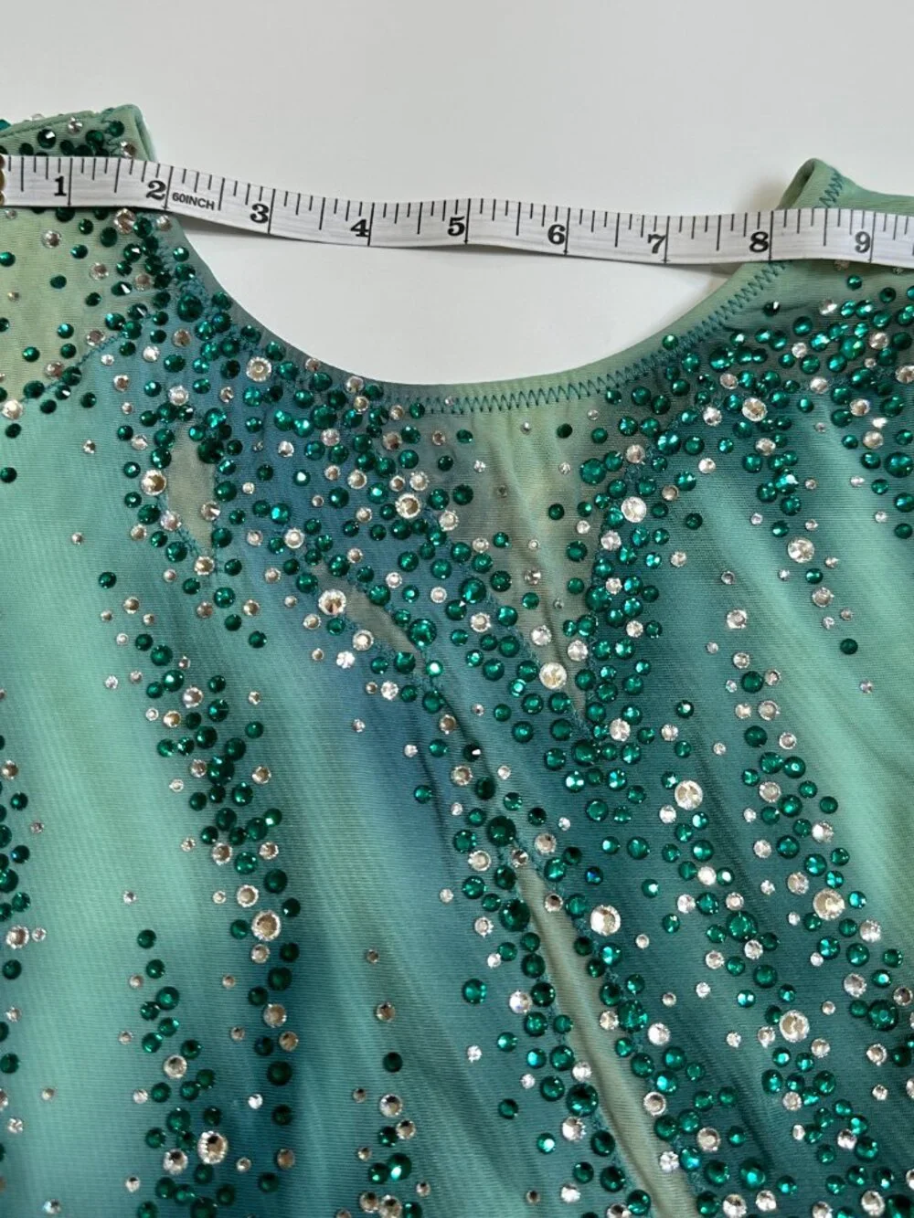 New Green Crystal Figure Skating Dress Approx. Girls 8–10